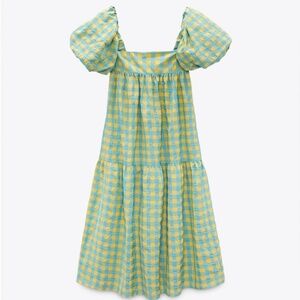 Zara Puff Sleeve Gingham Maxi Dress